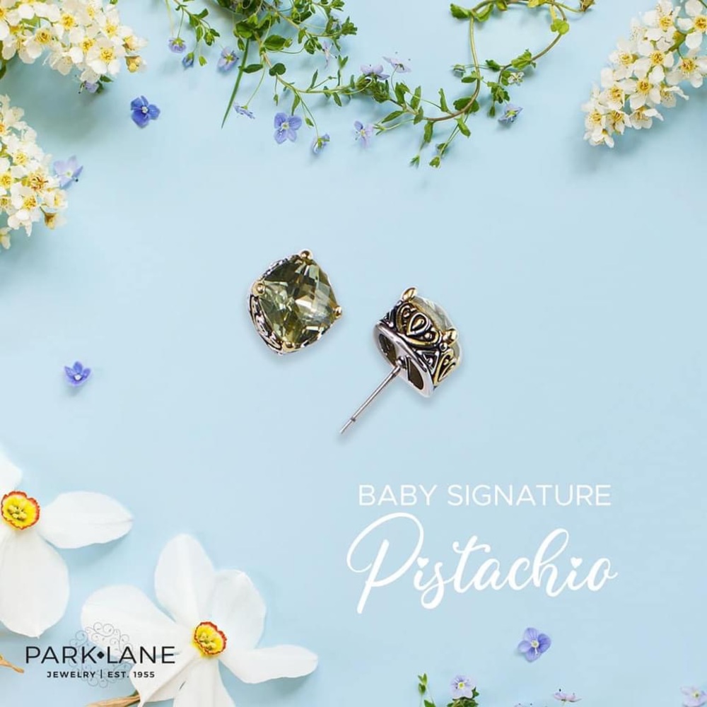 Park Lane Jewelry PISTACHIO Baby Signature Earrings Olive Green Studs NWT